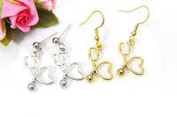 Gold Stethoscope Earrings, Doctor Nurse Med School Graduation Gift, Birthday Gift, Thank You Gift, Appreciation Gift, Mentor Gift, N3407