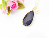 Gold Teardrop Jade Necklace, Birthday's Gift, Mother's Day Gift, Gemstone, Birthstone, Graduation, Personalized Gift, N3412