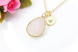 Rose Quartz Necklace, Natural Rose Quartz Gemstone Jewelry, N3420