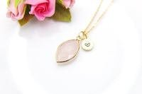 Rose Quartz Necklace, Natural Gemstone Jewelry N3424