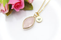 Rose Quartz Necklace, Natural Gemstone Jewelry N3424