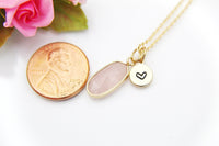 Rose Quartz Necklace, Oval, Birthday's Gift, Mother's Day Gift, Gemstone, Birthstone, Graduation, Christmas Gift, N3426