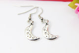 Silver Moon Star Earrings, Hoop or Stud or Dangle Earrings in Option, N4205A