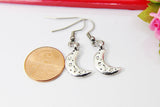 Silver Moon Star Earrings, Hoop or Stud or Dangle Earrings in Option, N4205A