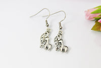 Silver Mother Giraffe Baby Earrings, Mother's day Gift, Birthday Gift, Best Friends Gift, Hoop or Stud or Dangle Earrings in Option, N3338