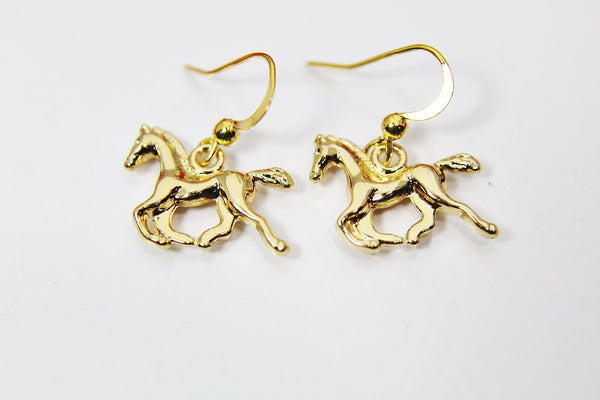 Gold Running Horse Earrings, Equestrian Earrings, Horse Lover Gift, Pet Gift, N3343
