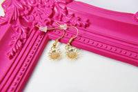 Gold Peony Earrings, Botan Earrings, N3344