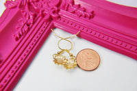 Gold Peony Earrings, Botan Earrings, N3344