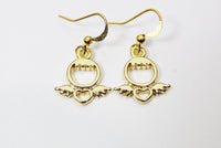 Gold Angel Heart Earrings, N3345