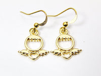 Gold Angel Heart Earrings, N3345