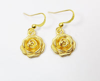 Gold Rose Earrings, June Birthday Jewelry Gift, N3346
