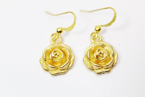 Gold Rose Earrings, June Birthday Jewelry Gift, N3346