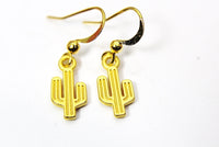 Gold Cacti Earrings, Cactus Flower, N3347