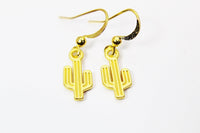 Gold Cacti Earrings, Cactus Flower, N3347
