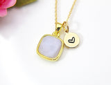 Blue Lace Agate Necklace, Natural Gemstone Jewelry N3439