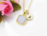 Blue Lace Agate Necklace, Natural Gemstone Jewelry N3439