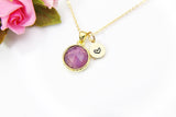 Gold Natural Amethyst Necklace, Best February Birthday's Gift, Mother's Day Gift, Gemstone, Birthstone, Graduation, Christmas Gift, N3442