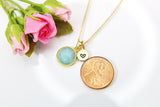 Gold Natural Amazonite Necklace, Best Mother's Day Gift, Birthday's Gift, Gemstone, Birthstone, Graduation, Christmas Gift, N3444