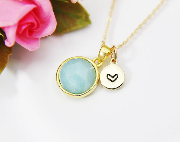 Gold Natural Amazonite Necklace, Best Mother's Day Gift, Birthday's Gift, Gemstone, Birthstone, Graduation, Christmas Gift, N3444