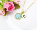 Gold Natural Amazonite Necklace, Best Mother's Day Gift, Birthday's Gift, Gemstone, Birthstone, Graduation, Christmas Gift, N3444