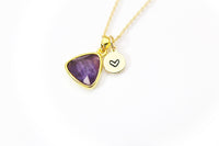 Gold Natural Amethyst Necklace, Best Mother's Day Gift, February Birthday's Gift, Gemstone, Birthstone, Graduation, Christmas Gift, N3446