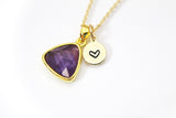 Gold Natural Amethyst Necklace, Best Mother's Day Gift, February Birthday's Gift, Gemstone, Birthstone, Graduation, Christmas Gift, N3446