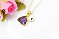 Gold Natural Amethyst Necklace, Best Mother's Day Gift, February Birthday's Gift, Gemstone, Birthstone, Graduation, Christmas Gift, N3446