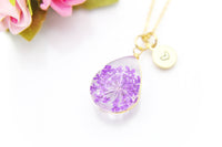 Gold Press Flower Purple Necklace, N3457