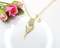 Gold Tulip Charm Necklace Birthday Gifts, Personalized Gifts, N3459