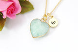 Amazonite Necklace, Heart, Natural Gemstone Jewelry, N3389