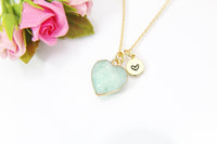 Amazonite Necklace, Heart, Natural Gemstone Jewelry, N3389