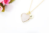 Rose Quartz Necklace, Heart Natural Gemstone Jewelry, N3390