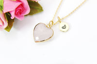 Rose Quartz Necklace, Natural Rose Quartz Gemstone Jewelry N3393