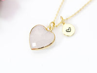 Rose Quartz Necklace, Natural Rose Quartz Gemstone Jewelry N3393