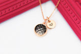 Best Halloween Gift for Girl, Rose Gold Black Mermaid Scale Necklace, Daughter Necklace, Daughter Jewelry, Christmas Gift, N3461