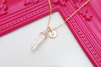 Baroque Keshi Pearl Necklace, Rose Gold, Natural, Birthday's Gift, Mother's Day Gift, Gemstone Jewelry, Birthstone, Personalized Gift, N3404