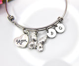 Mom Bracelet, Silver Mom Butterfly Bracelet, Mom Charm, Mom Gift, Mother's Day Gift, Personalized Gift, N3408