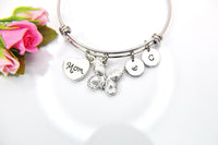 Mom Bracelet, Silver Mom Butterfly Bracelet, Mom Charm, Mom Gift, Mother's Day Gift, Personalized Gift, N3408