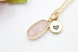 Rose Quartz Necklace, Oval, Birthday's Gift, Mother's Day Gift, Gemstone, Birthstone, Graduation, Christmas Gift, N3426