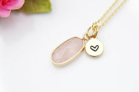 Rose Quartz Necklace, Oval, Birthday's Gift, Mother's Day Gift, Gemstone, Birthstone, Graduation, Christmas Gift, N3426