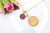 Gold Natural Amethyst Necklace, Best February Birthday's Gift, Mother's Day Gift, Gemstone, Birthstone, Graduation, Christmas Gift, N3442