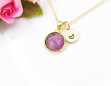 Gold Natural Amethyst Necklace, Best February Birthday's Gift, Mother's Day Gift, Gemstone, Birthstone, Graduation, Christmas Gift, N3442
