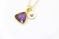 Gold Natural Amethyst Necklace, Best Mother's Day Gift, February Birthday's Gift, Gemstone, Birthstone, Graduation, Christmas Gift, N3446