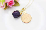 Gold Teardrop Amethyst Necklace, February Birthstone, Personalized Initial, N3453