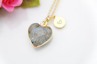 Gold Natural Labradorite Necklace, Best Mother's Day Gift, Birthday's Gift, Gemstone, Birthstone, Graduation, Christmas Gift, N3455