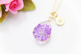 Gold Press Flower Purple Necklace, N3457