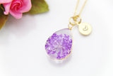 Gold Press Flower Purple Necklace, N3457