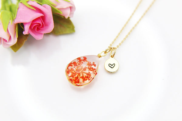 Gold Press Flower Necklace, N3458