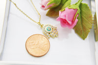 Gold Hamsa Evil Eye Necklace, Hamsa Evil Eye Charm, Personalized Gift, N3483