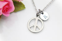 Peace Symbol Necklace, Christmas Gifts, Mothers Day, Valentine's Day, Birthday, Thank You, Appreciation, Mentor, Personalized Gift, N3499